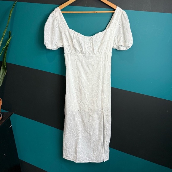 White Midi Dress 100% cotton size Large - Picture 4 of 13